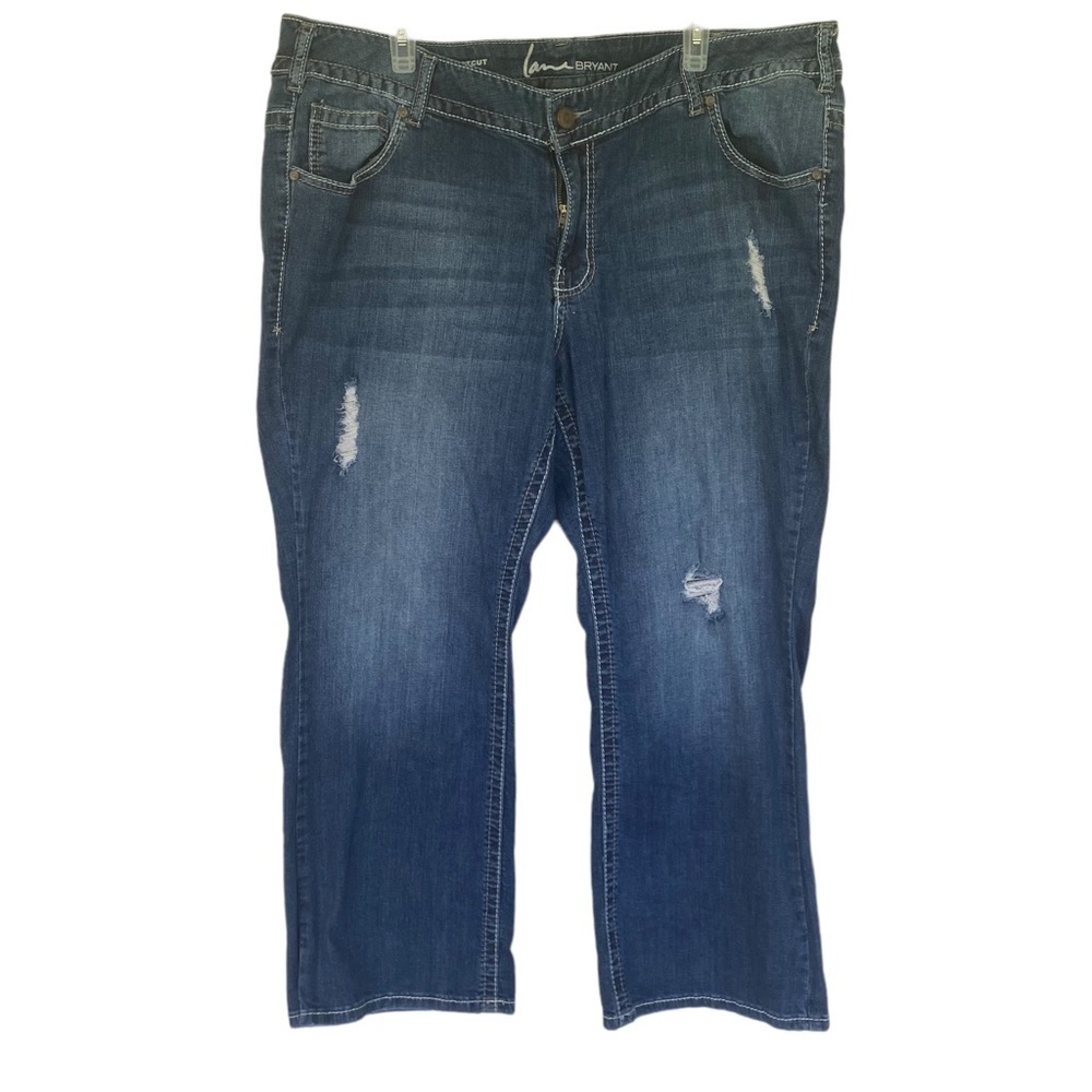 Lane Bryant Medium Wash Distressed Boot Cut Jeans 22P